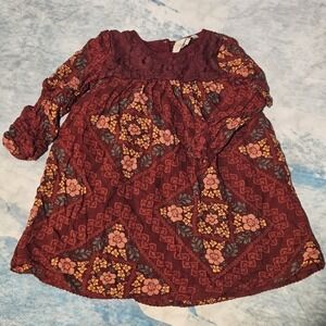 Matilda Jane Just Imagine Emmaline Burgundy Floral Dress Girls Size 6